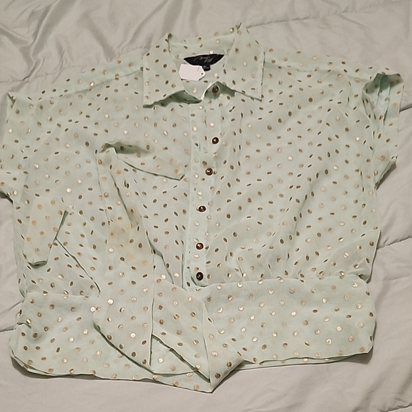 Mint Green Polka Dot Blouse - Picture 1 of 1